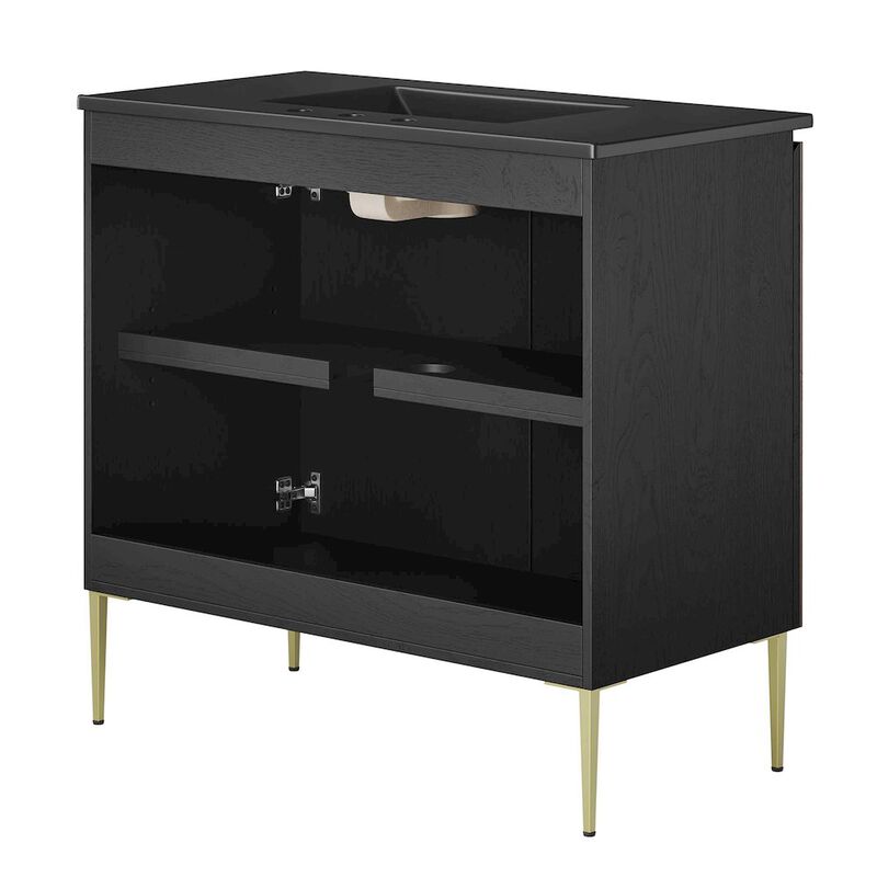 Modway EEI-6465-BLK-BLK Alchemist 36" Bathroom Vanity, Black Black image number 4
