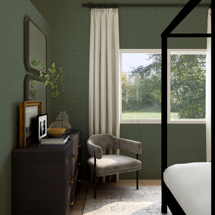 Lela Green Faux Linen Wallpaper (Set of 2)