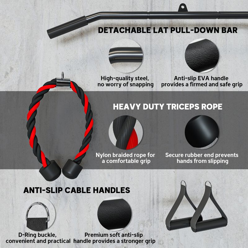 Hivvago Home Gym Cable Pulley System with Loading Pin for LAT Pull Down image number 4