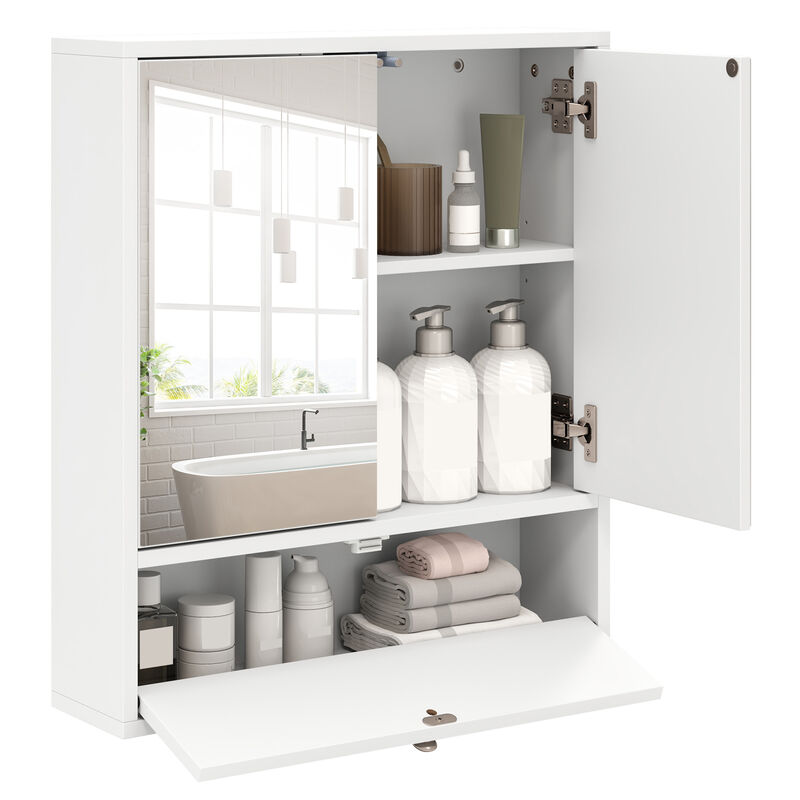 Wall-Mounted Bathroom Medicine Cabinet – Double Mirrored Doors and Internal Shelving