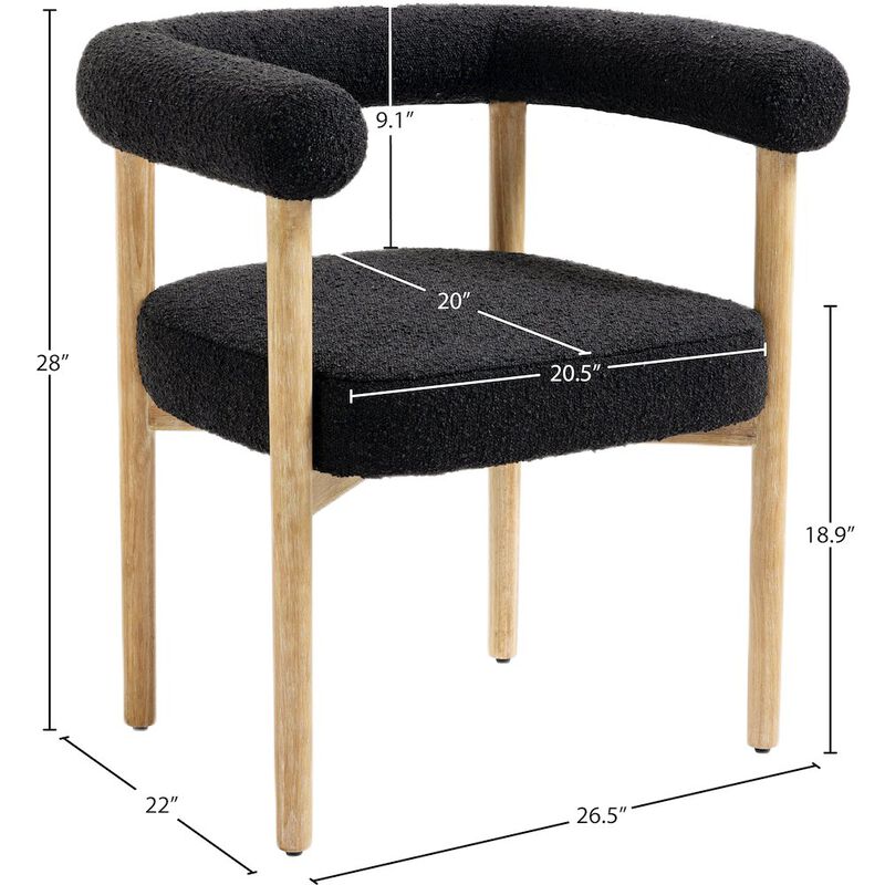 Meridian Furniture Hyatt Black Boucle Fabric Dining Chair