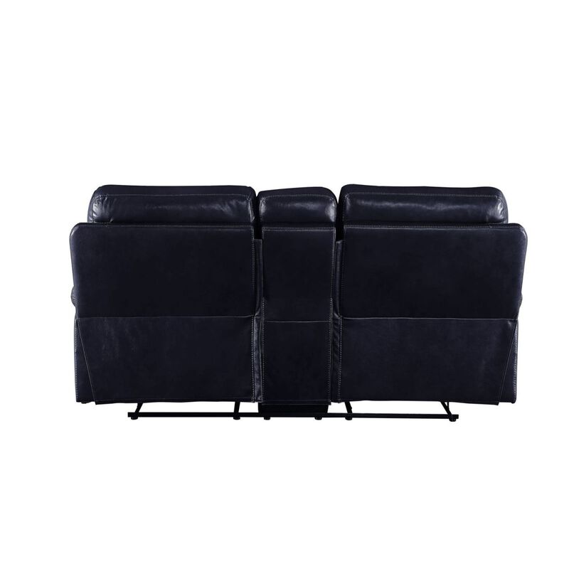 Aashi Loveseat w/Console (Motion), Navy Leather-Gel Match
