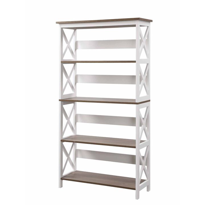 Convenience Concepts Oxford 5 Tier Bookcase, Driftwood / White