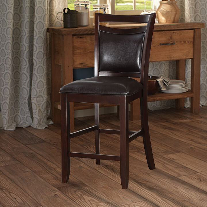 Classic Wooden Armless High Chair, Brown & Black, Set of 2 - Benzara