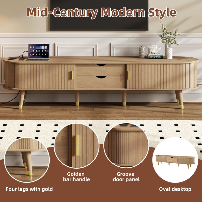 Glucub Oval Fluted TV Stand image number 4