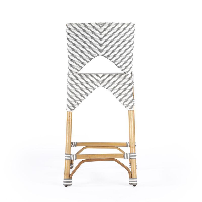 Butler Specialty Creanly Rattan 25 Counter Stool, Gray and White