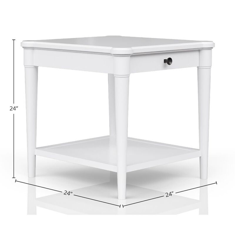 Wilmington Wood End Table-White