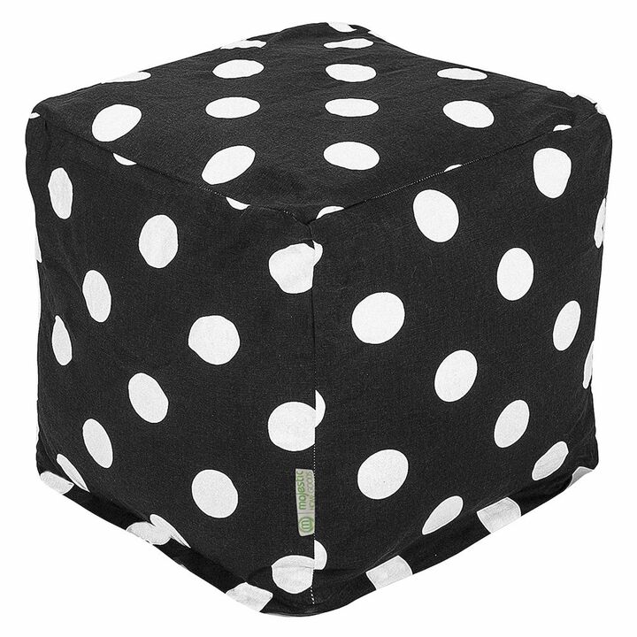 Majestic Home Goods Cube Pouf Polka Dot (Large) Black