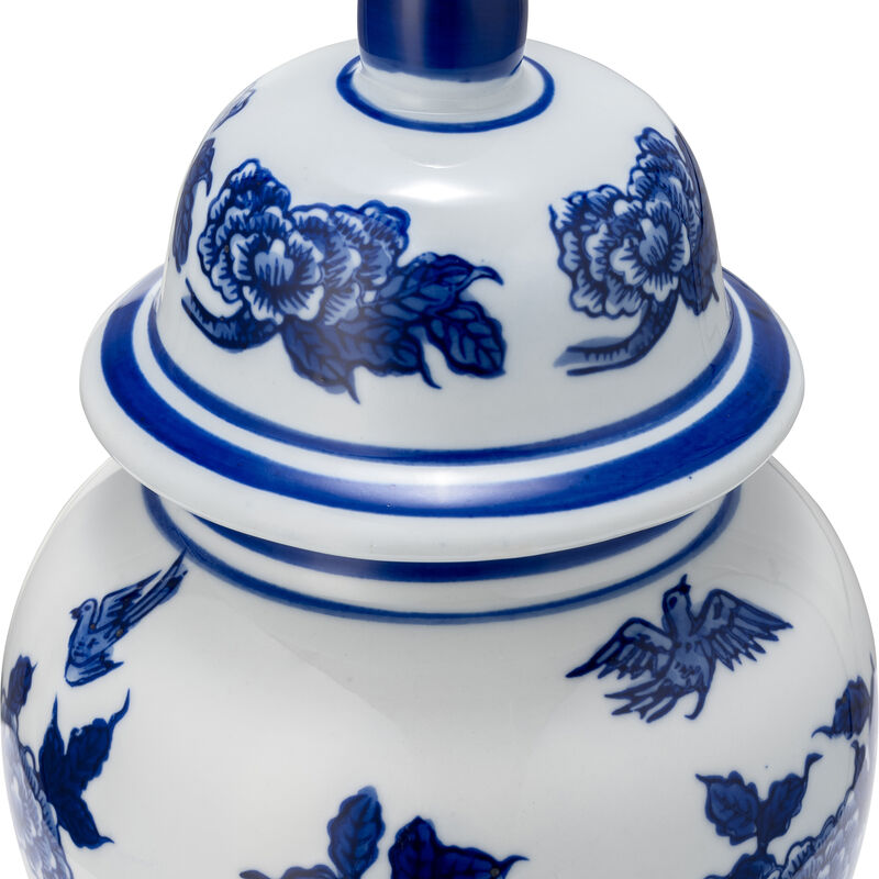 Cer, 10"h Temple Jar, Blue/white image number 2