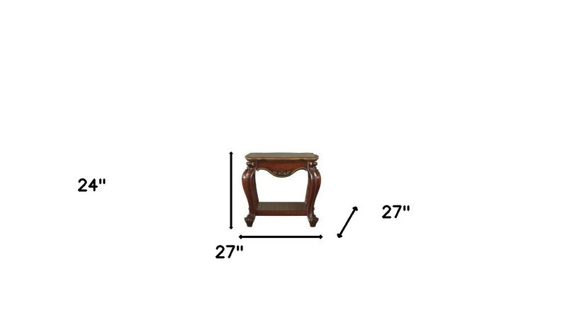 Handcrafted Solid Wood Square Accent Table with Open Storage Shelf