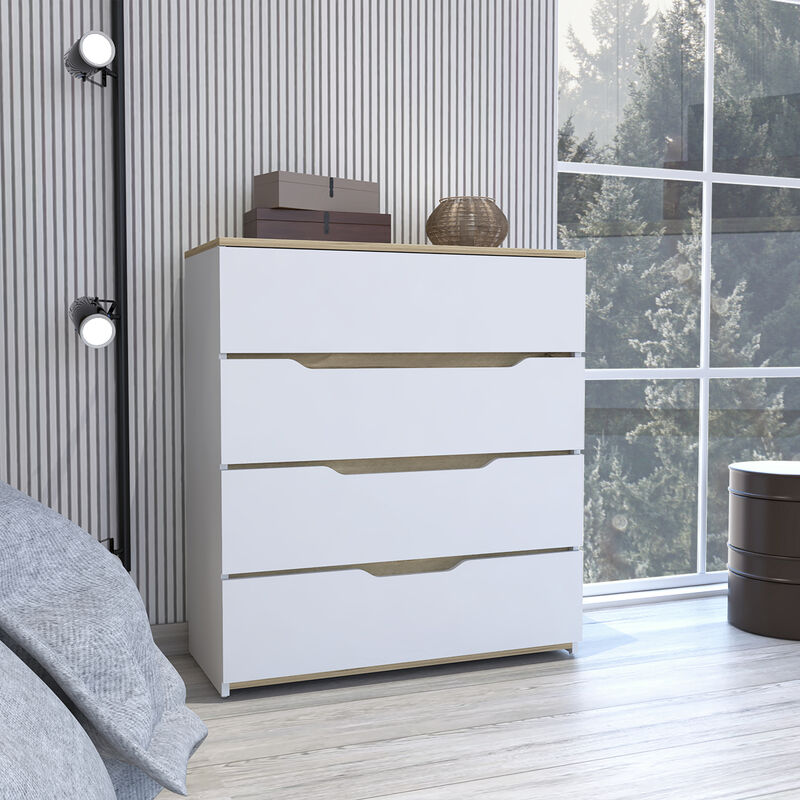 Streamdale Lynbrook 4-Drawer Dresser White And Light Oak