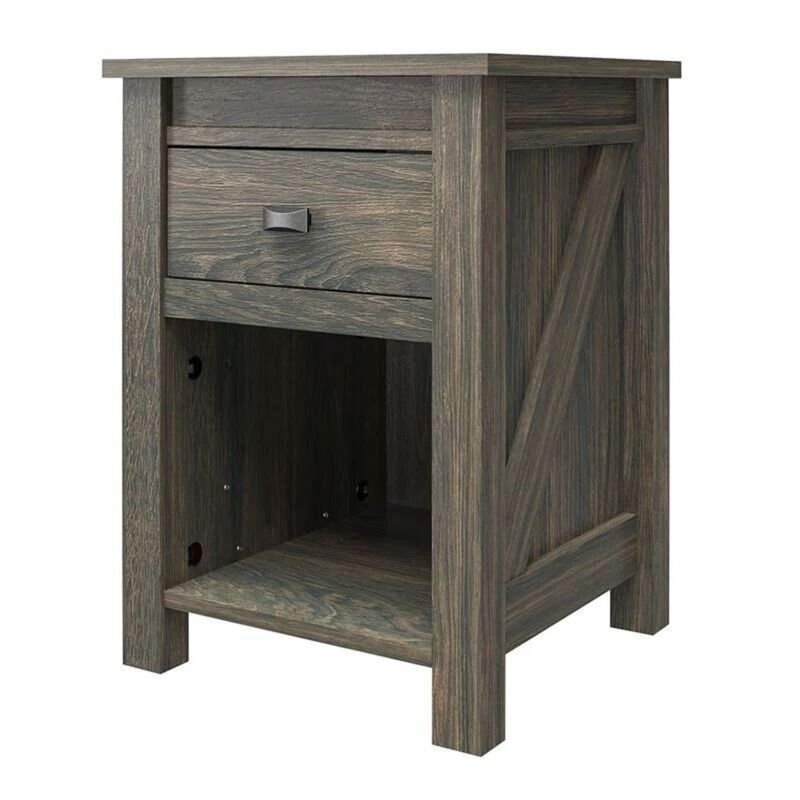 Hivvago Farmhouse 1-Drawer Bedroom Nightstand with Open Shelf