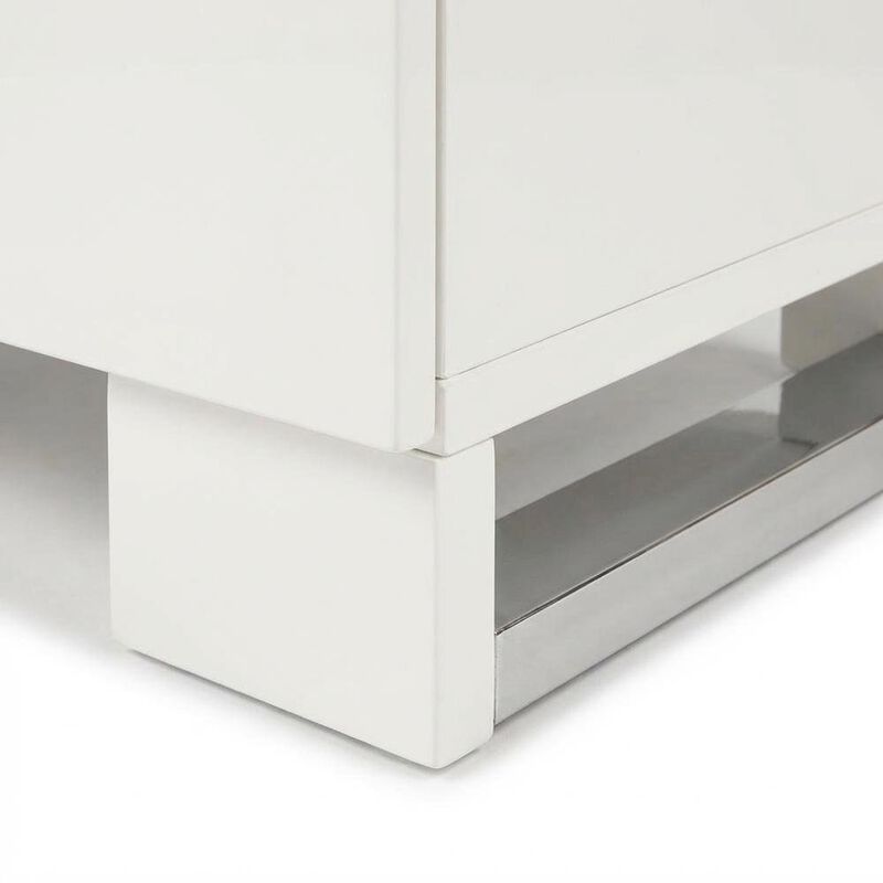 FurniFact White Solid Wood Nightstand with 2 Drawers for Bedroom Decor image number 4
