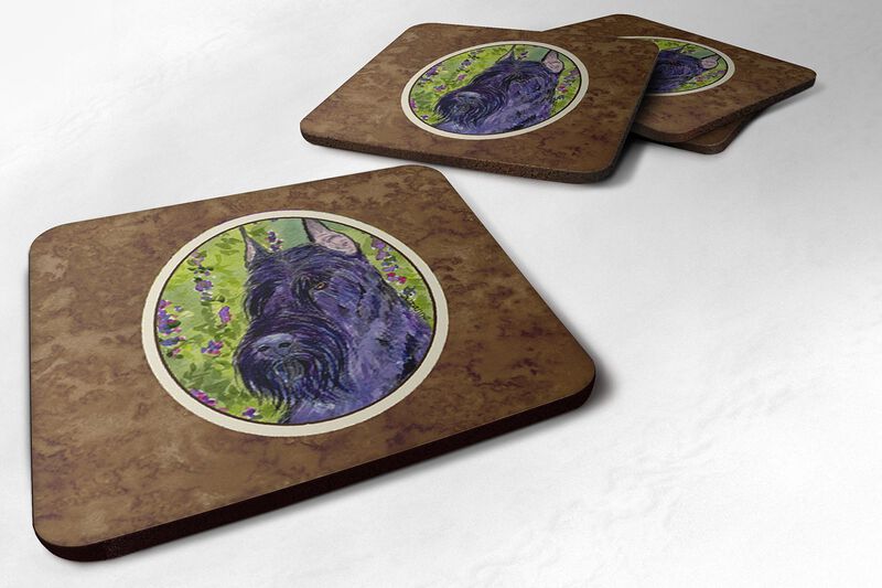 Caroline's Treasures SS1018FC Scottish Terrier Foam Coasters (Set of 4), 3.5 H x 3.5 W, Multicolor