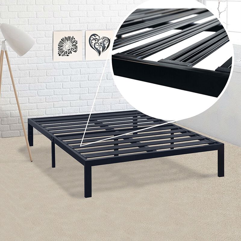 Hivvago Full size Metal Platform Bed Frame with 3.86 inch Wide Heavy Duty Steel Slats