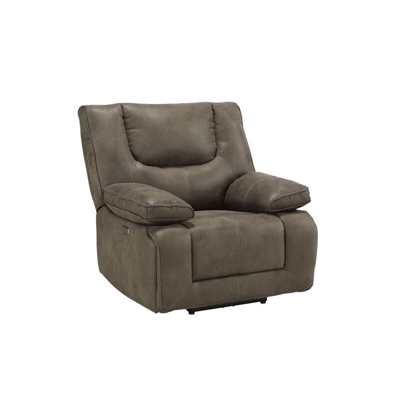 Harumi Recliner (Power Motion), Gray Leather-Aire