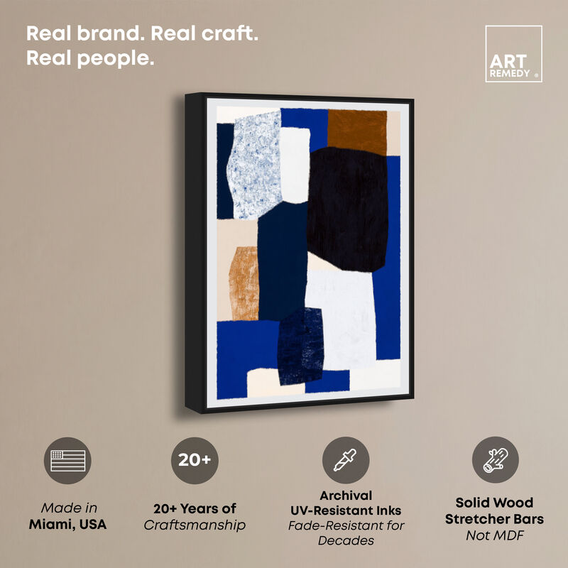 Deep Navy Abstract Canvas Print by Art Remedy image number 2