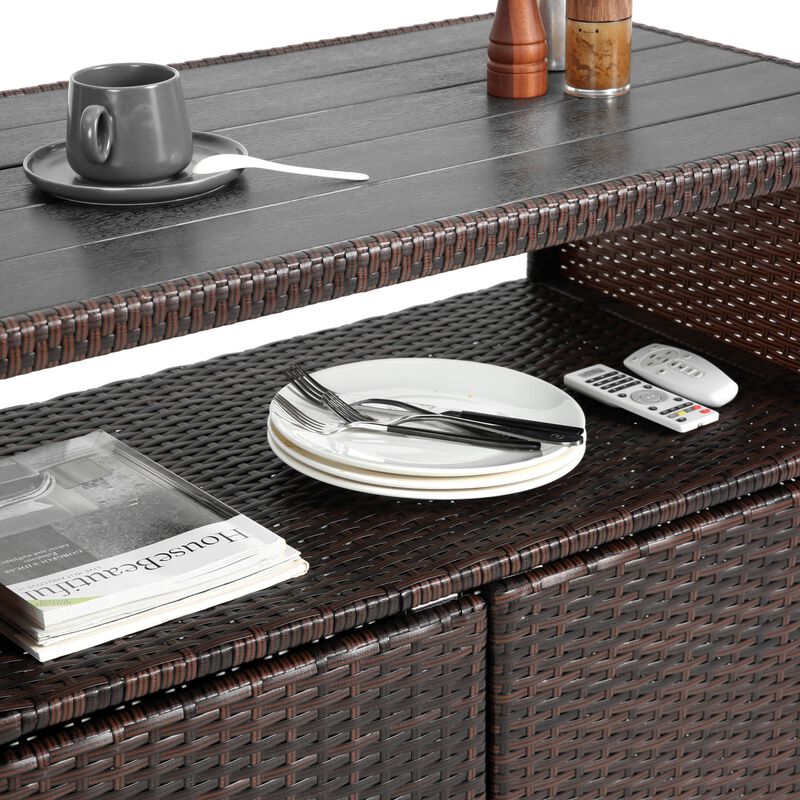 Outdoor Wicker Bar Cart image number 9