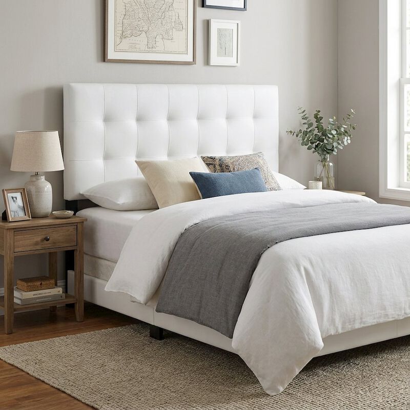 Upholstered Vinyl King Headboard with Padded Design and Durable Finish image number 4