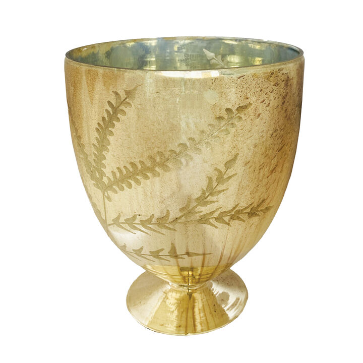Etched Mercury Glass Footed Vase in Antique Copper