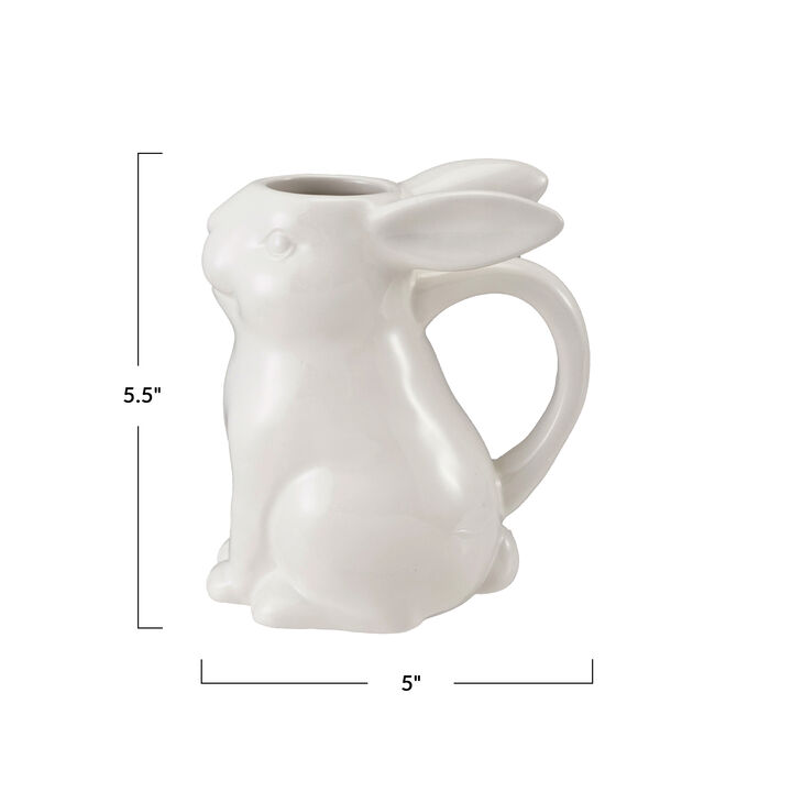 White Dolomite Rabbit Creamer with Glaze