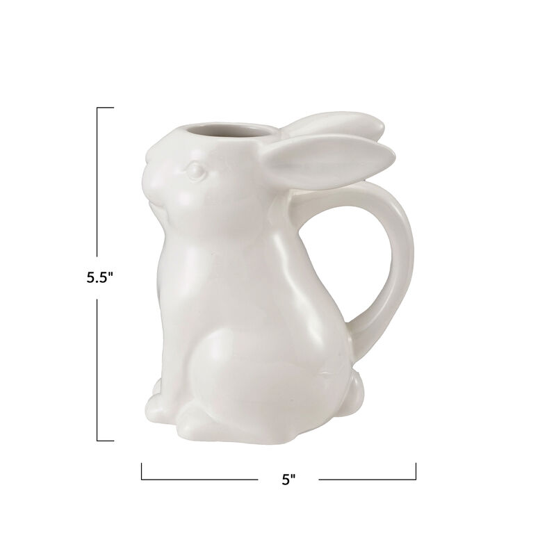White Dolomite Rabbit Creamer with Glaze image number 1