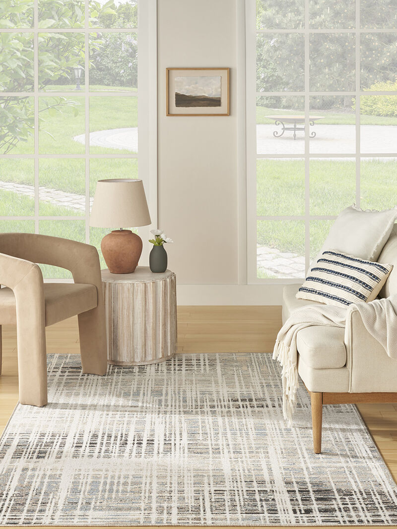 Washable Decor WSD07 Ivory/Blue 6'7" x 9' Rug