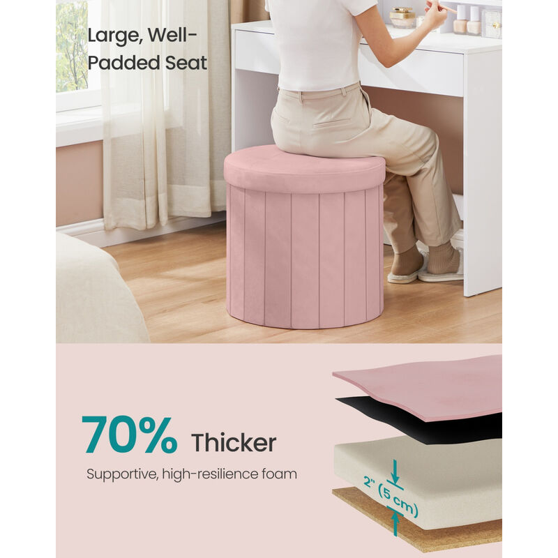 Round Ottoman Storage Bench with Removable Lid Footrest Seat image number 2