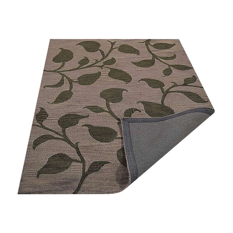 RUGSOTIC CARPETS HAND TUFTED WOOL ECO-FRIENDLY AREA RUGS  - 5'x8', Rectangle Shape, Beige & Green, Floral Modern Design, High Pile Thick Handmade Area Rugs for Living Room, Bed Room (K00908)