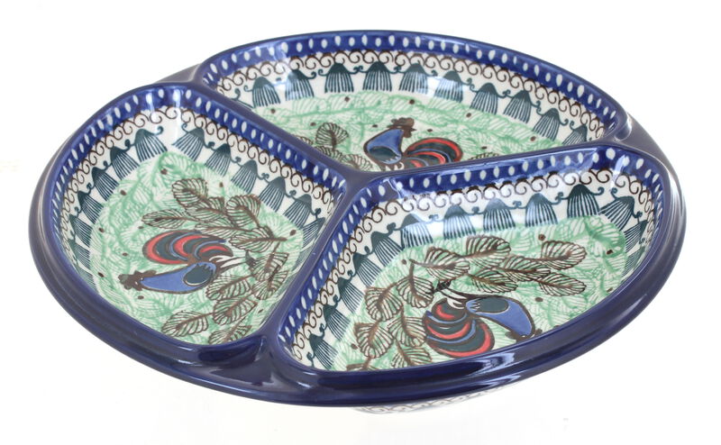 Blue Rose Polish Pottery Joanna Three Part Divided Dish