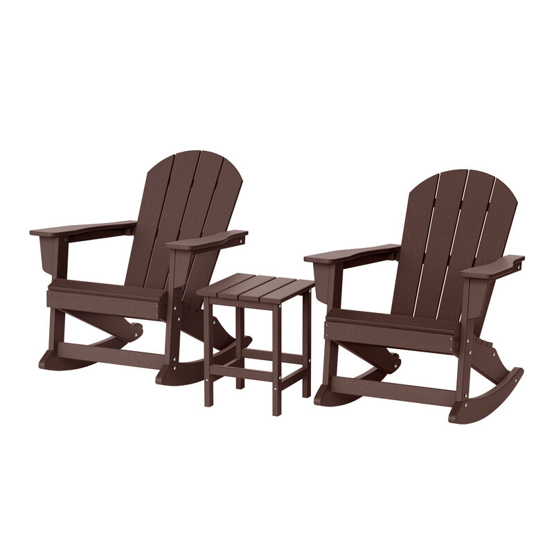 WestinTrends 3-Piece set Outdoor / Patio Poly Adirondack rocking chairs with a side table ( 2 seater )