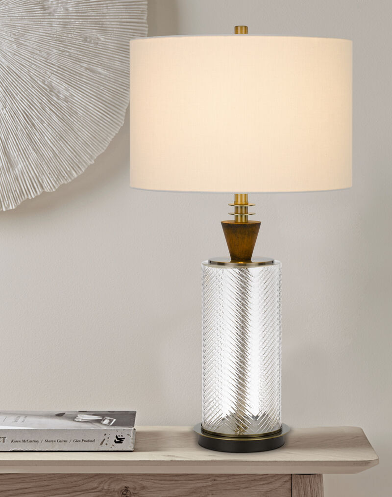 Hivvago 30" Clear Metal Table Lamp With White Empire Shade