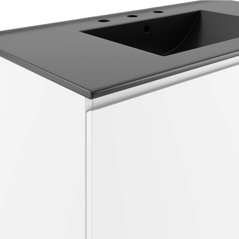 Modway Bryn 36" Modern Wood/Ceramic Wall-Mount Bathroom Vanity in Gray/Black image number 7