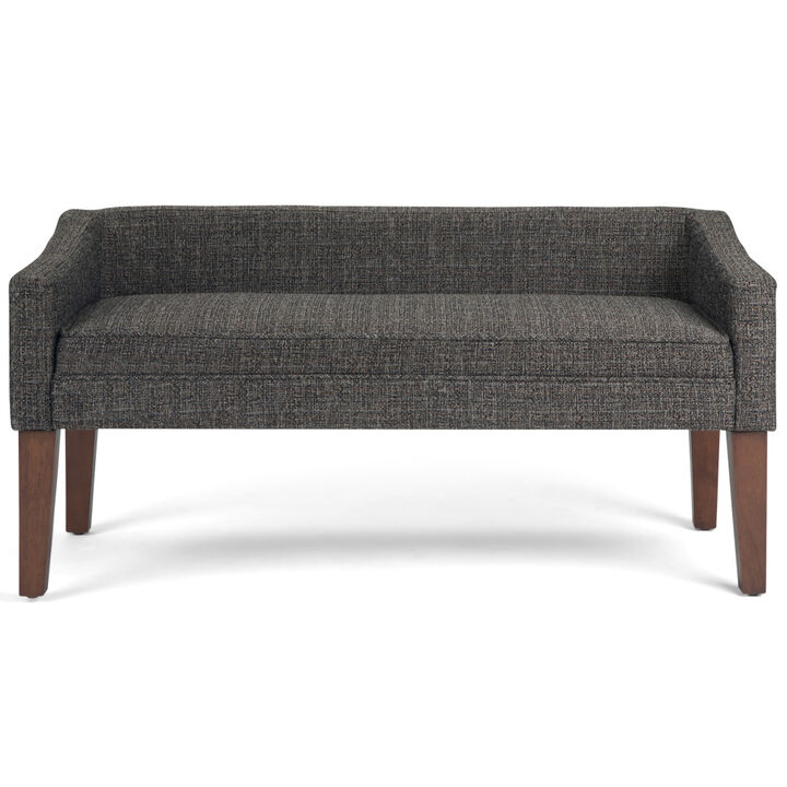 HomeRoots 50" Beige and Brown Fabric and Wood Upholstered Bench
