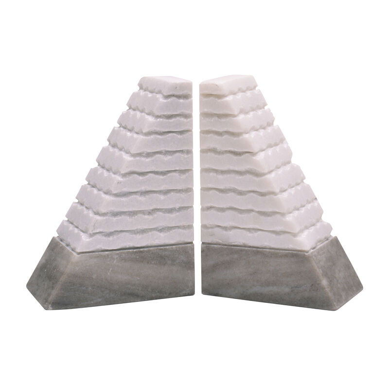 Marble 6" Pyramid Bookends Set