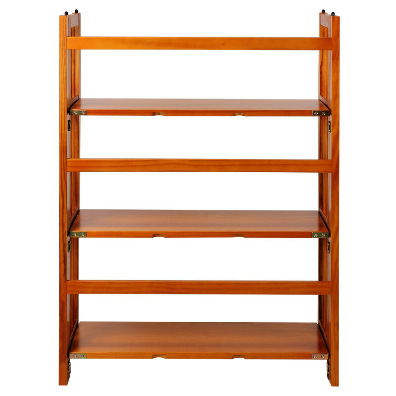 Casual Home 3-Shelf Folding Stackable Bookcase (27.5" Wide)-Honey Oak