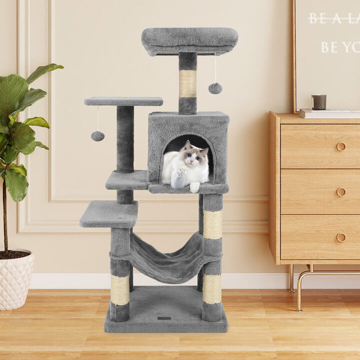 Cat Tower Multi-Level with 2 Door Condo and Soft Padded Top Perch