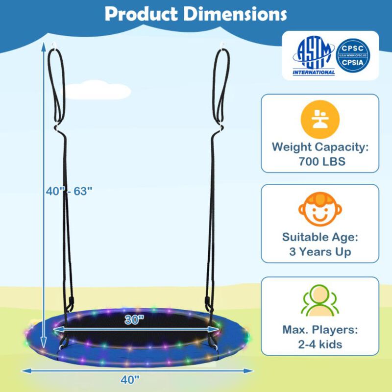 Hivvago Saucer Tree Swing Round with Lights for Kids and Adults