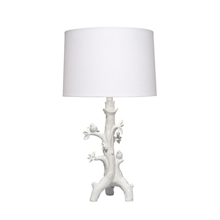 Sils Accent Table Lamp, Linen Shade, White Trunk Resin Base 28 Inch