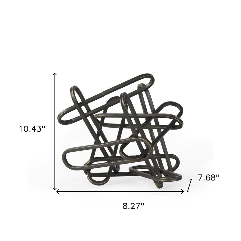 HomeRoots 8" Black Metal Abstract Tabletop Sculpture image number 3