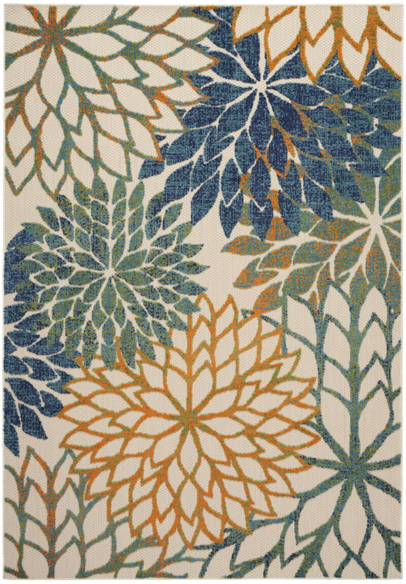 HomeRoots 5' X 8' Blue And Green Floral Indoor Outdoor Area Rug image number 0