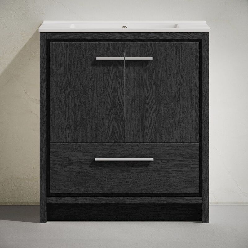 Virage 30" Freestanding Bathroom Vanity in Black Oak with Sink Top image number 6