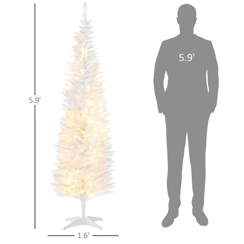 BreeBe 6ft Slim Artificial Christmas Tree with LED Lights image number 2