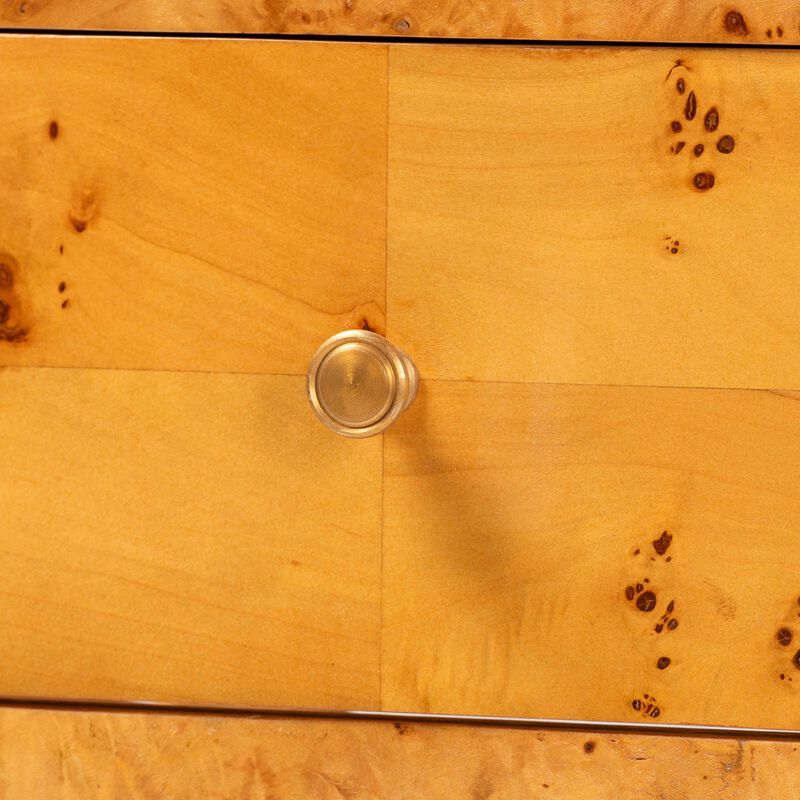 bali & pari Ghina Modern and Contemporary Natural Light Mappa Burl Wood 1 Drawer Nightstand