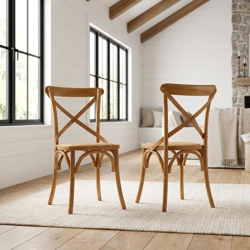 Wooden Dining Side Chairs for Kitchen and Dining Room, Natural, Set of 2 image number 5