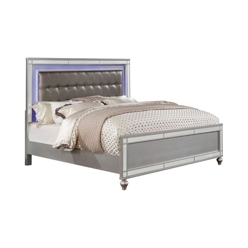 Queen Bedroom Set, Silver Wood, 3 Piece Set with 2 Nightstands image number 2