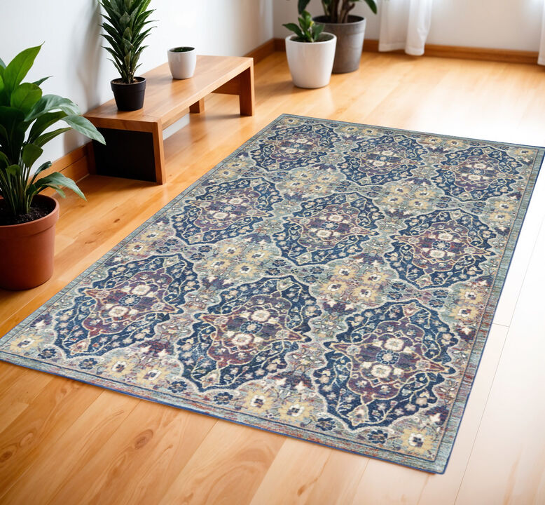 HomeRoots Floral Distressed Non Skid Area Rug
