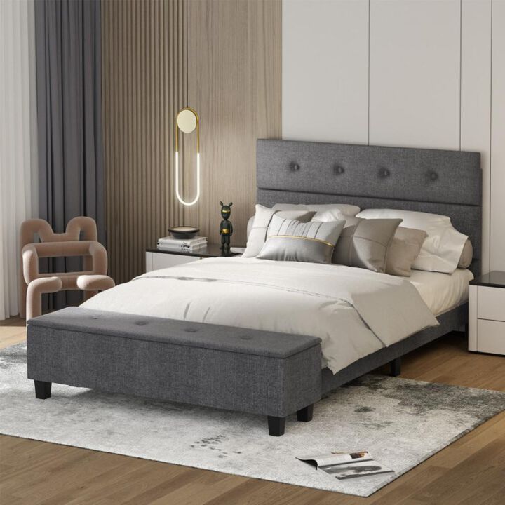 Hivvago Upholstered Bed Frame with Ottoman Storage