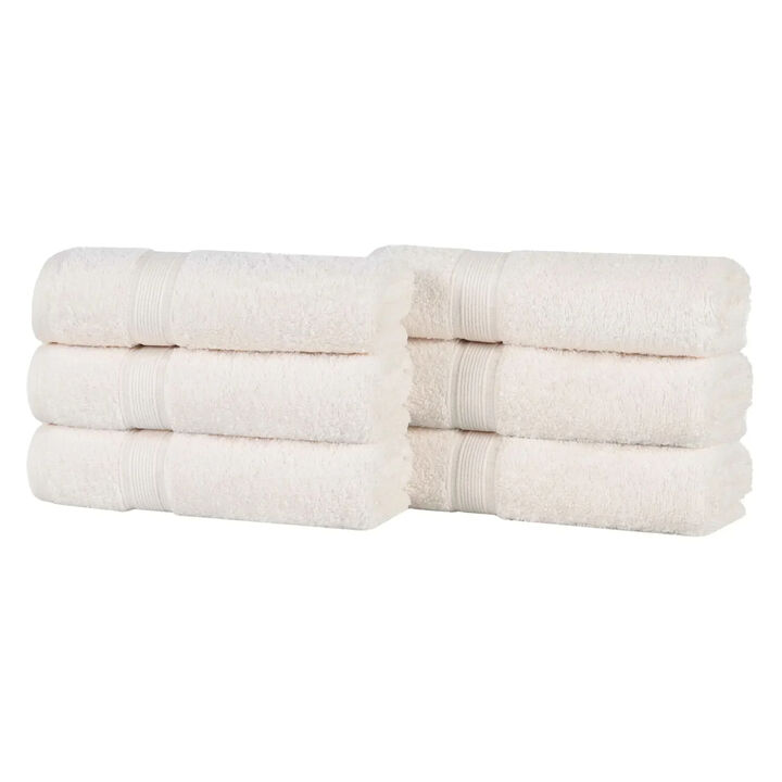 Medium Weight Organic Cotton Hand Towel Set of 6, Solid Soft Absorbent Towels for Home Use