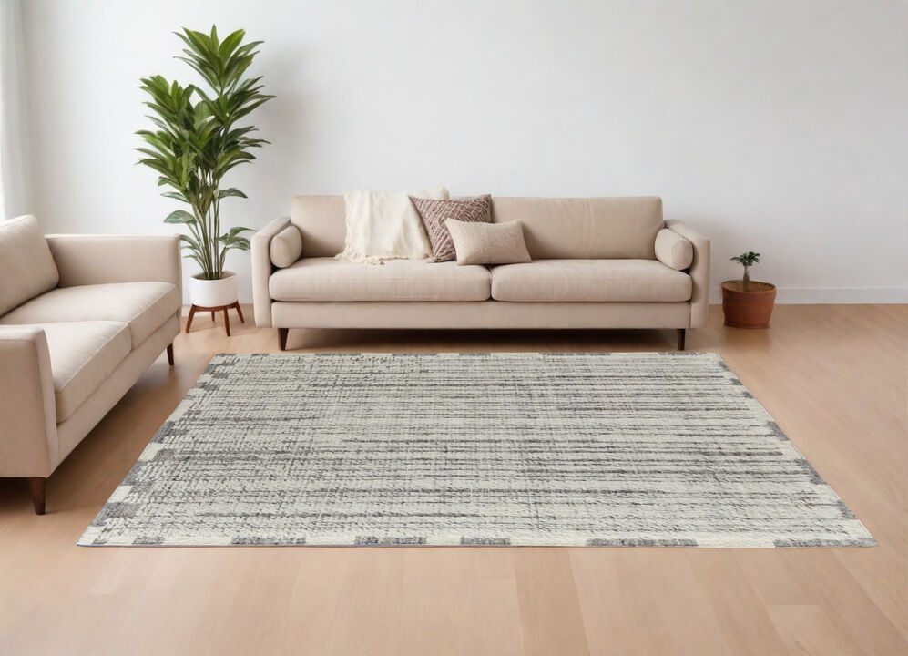 HomeRoots Wool Striped Hand Woven Area Rug